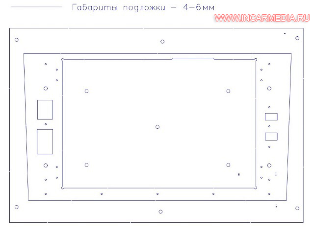 Чертеж заготовки из оргстекла для переходной рамки